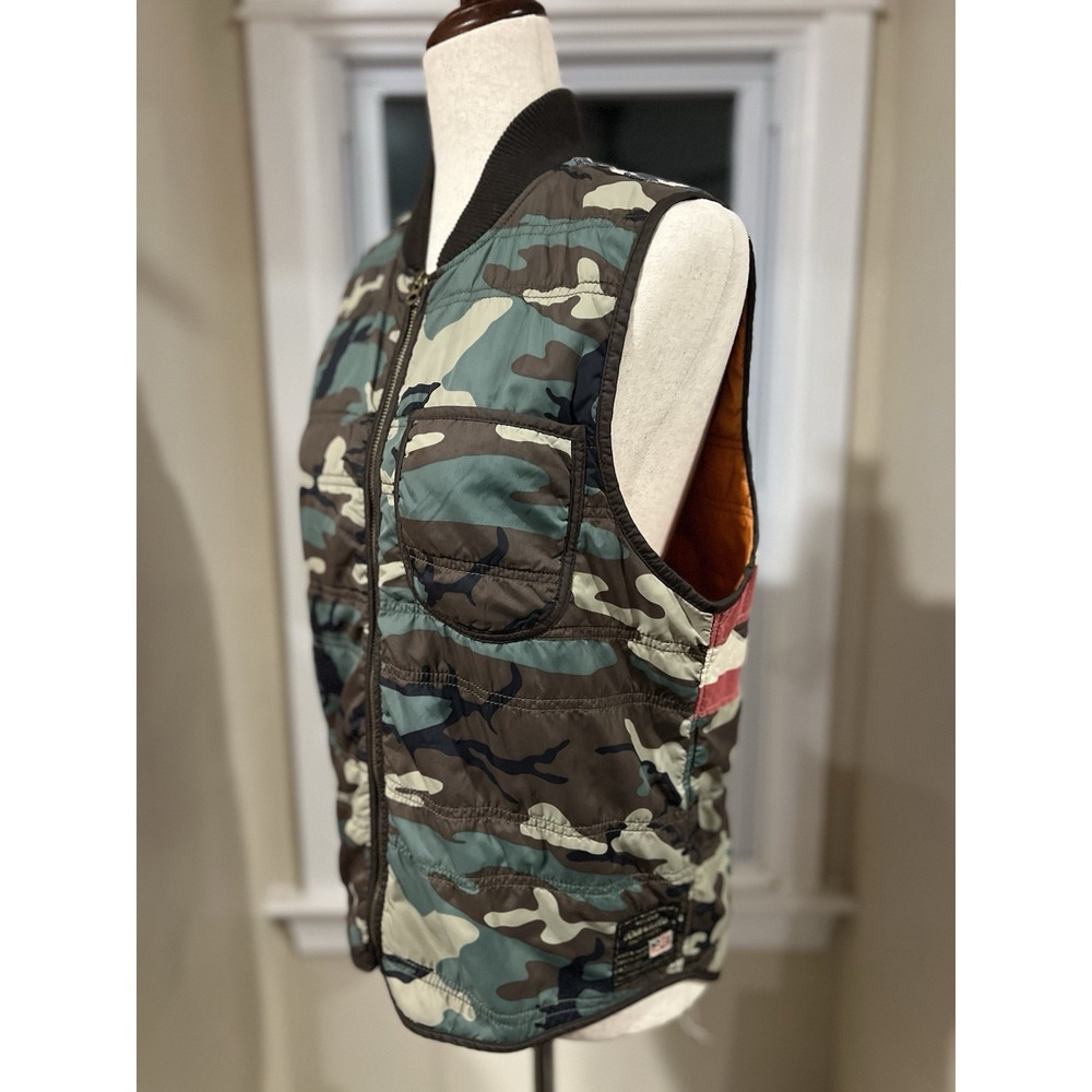 Denim And Supply Ralph Lauren Camo‎ And American Flag Vest Small Petite Vintage - Picture 5 of 11